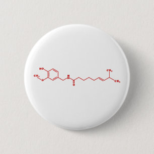 Chili Capsaicine Molecular Chemical Formule Ronde Button 5,7 Cm