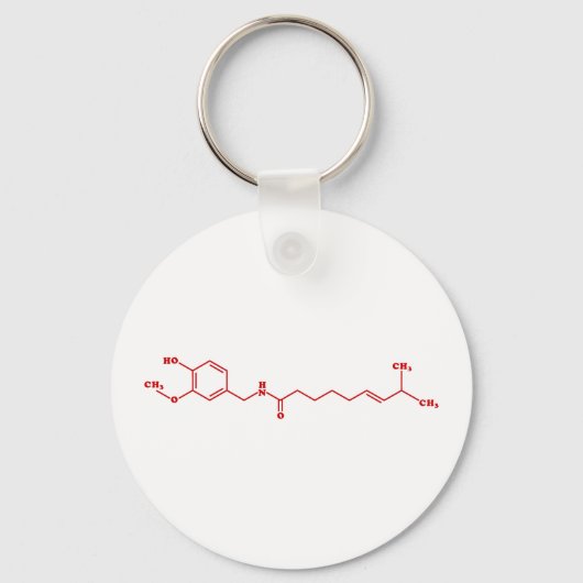 Chili Capsaicine Molecular Chemical Formule Sleutelhanger (Voorkant)