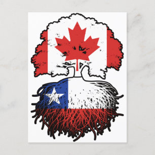 Chili Chileense Canadese vlag over boomstammen Briefkaart