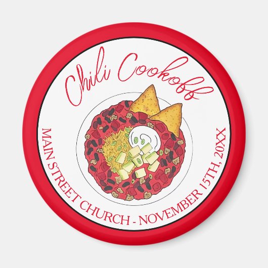 Chili Chili Soup Cookoff Mededinging Super Food Magneet (Voorkant)