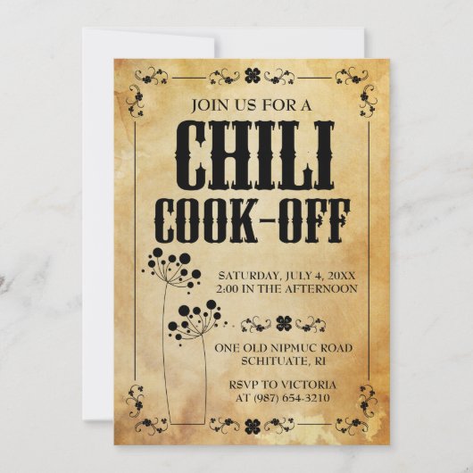 Chili Contest Uitnodigingen ~ Chili Cookout Uitnod (Voorkant)