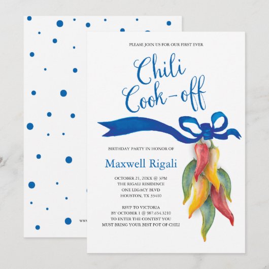 Chili Cook Off Adulte Invitation Anniversaire (Devant / Derrière)
