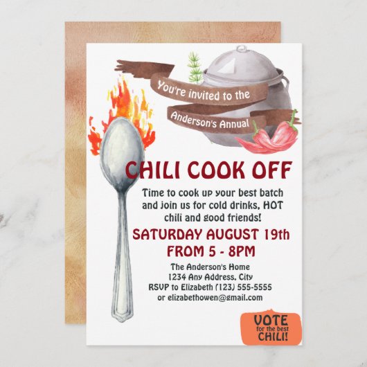 Chili Cook Off Invitation (Devant / Derrière)