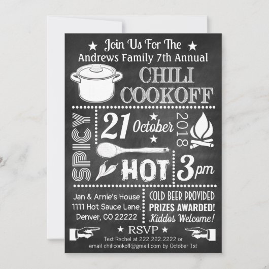 Chili Cook Off Invitation Kaart (Voorkant)