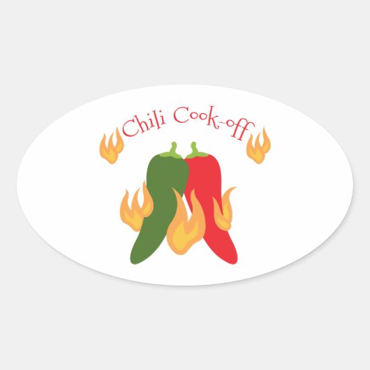 Chili Cook-off Ovale Sticker (Voorkant)