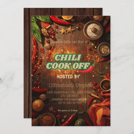 Chili Cook Off Party Invitation (Devant / Derrière)