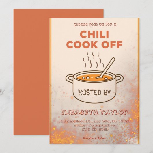 Chili Cook Off Party Invitation Kaart (Voorkant / Achterkant)