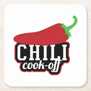 Chili Cook-off Vierkante Kartonnen Onderzetter