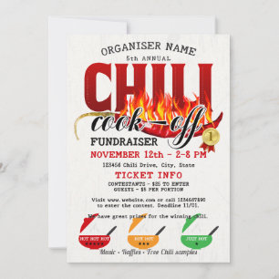 Chili Cookoff Cook voor Fundraiser Community Party Kaart