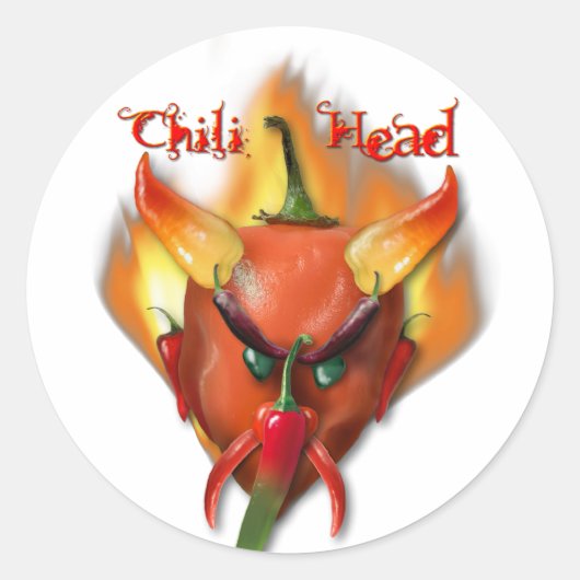 Chili Head Devil Ronde Sticker (Voorkant)
