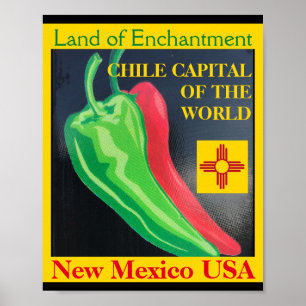 Chili hoofdstad van de wereld: New Mexico Red Gree Poster
