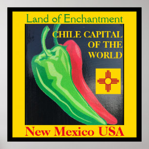Chili Hoofdstad van de Wereld New Mexico Rood Groe Poster