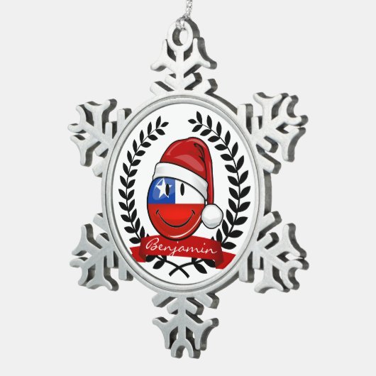 Chili kerststijl met vlag tin sneeuwvlok ornament (Rechts)