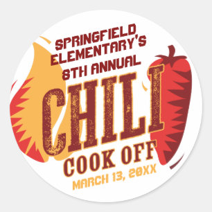 Chili Kookwedstrijd   BBQ Picknick Wedstrijd Ronde Sticker