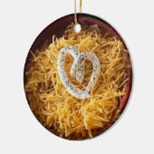 Chili met zure crème hart keramisch ornament (Links)