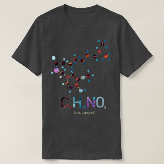 Chili Molecule Capsaicin Chemistry T-shirt (Design voorkant)