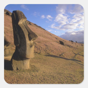 Chili, Paaseiland. Heuvel met Moai Vierkante Sticker