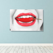 Chili peper lippen canvas afdruk (Insitu (Houten vloer))