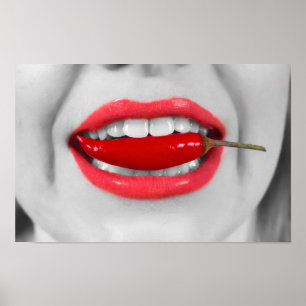 Chili peper lippen poster