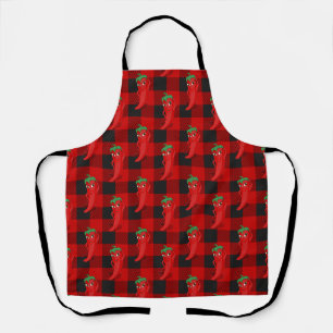 Chili Pepper Buffalo Speelde Patroon Zwart en Rood Schort