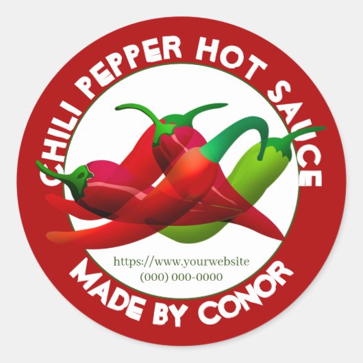 Chili Pepper Hot Sauce Circle Ronde Sticker (Voorkant)