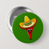 Chili Pepper in een Sombrero Ronde Button 7,6 Cm (Voorkant /achterkant)