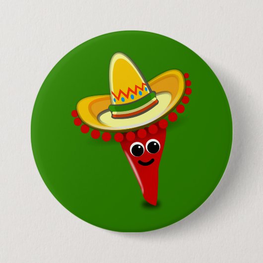 Chili Pepper in een Sombrero Ronde Button 7,6 Cm (Voorkant)