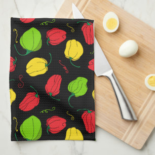 Chili Pepper Jamaican Food Patterned Theedoek