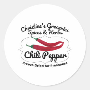 Chili Pepper jar. Ronde Sticker