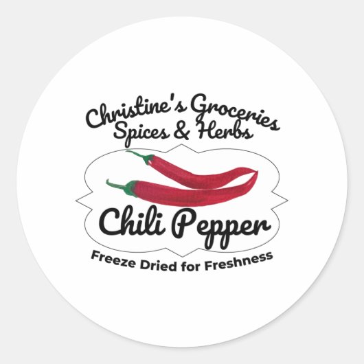 Chili Pepper jar. Ronde Sticker (Voorkant)