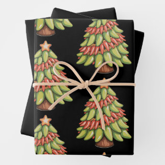 Chili Pepper Kerstboom Heet Pittige Saus Xmas Inpakpapier Vel