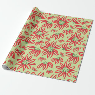 Chili Pepper Kerstmis Poinsettia Cadeaupapier