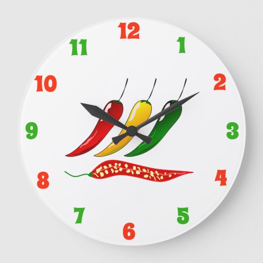 Chili Pepper Kitchen Clock Grote Klok (Voorkant)