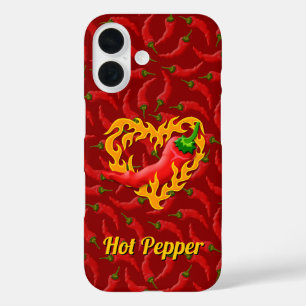 Chili Pepper met Flame Heart iPhone Case