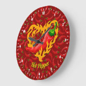 Chili Pepper met Flame Heart Large Clock Grote Klok (Hoek)