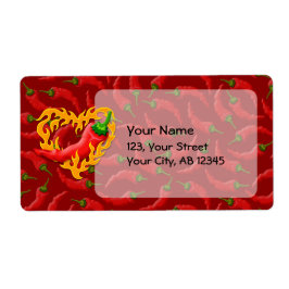 Chili Pepper met vlamhart Etiket