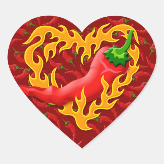 Chili Pepper met vlamhart Hart Sticker (Voorkant)