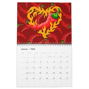 Chili Pepper met vlamhart Kalender