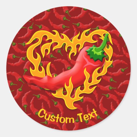 Chili Pepper met vlamhart Ronde Sticker (Voorkant)