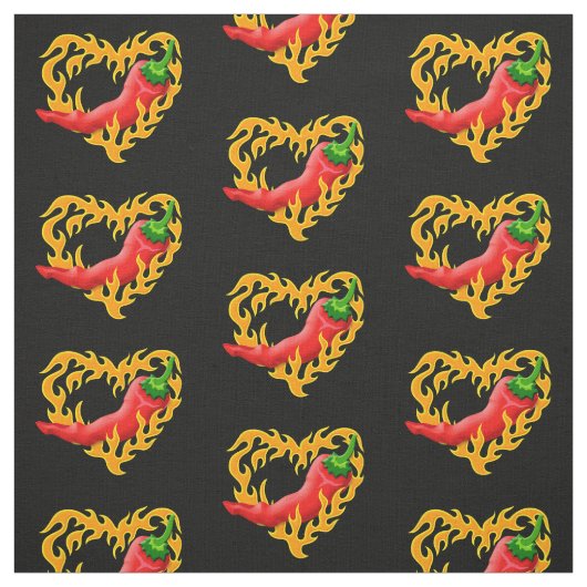 Chili Pepper met vlamhart Stof (Swatch)