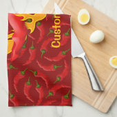 Chili Pepper met vlamhart Theedoek (Quarter Fold)