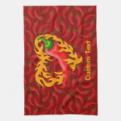 Chili Pepper met vlamhart Theedoek (Verticaal)