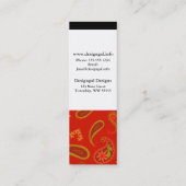 Chili Pepper Red en Lime Green Paisley Pattern Mini Visitekaartje (Achterkant)