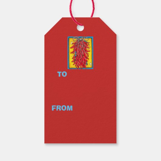 Chili Pepper Ristra Chili Red met Turquoise Lizard Cadeaulabel (Achterkant)