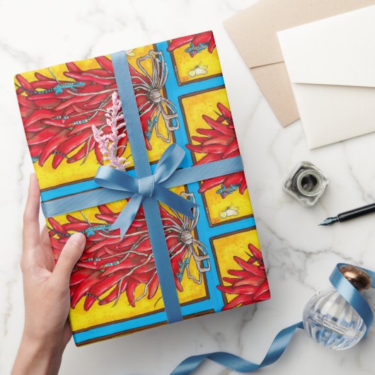 Chili Pepper Ristra Lizard Turquoise Gift Wrap Cadeaupapier (Geschenken)