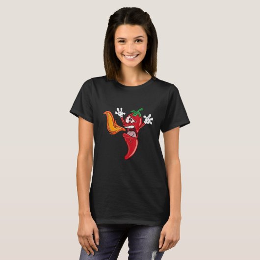 Chili Pepper Speit Fire Hot Sauce Chili T-shirt (Voorkant volledig)