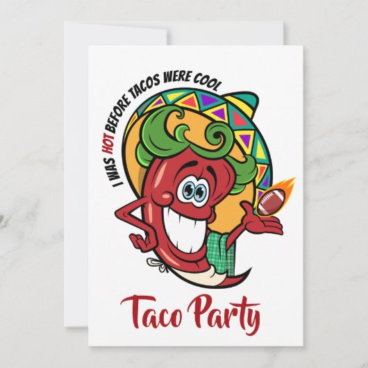 Chili Pepper Voetbal, Taco, Wat Dan Ook Uitnodigin Kaart (Voorkant)