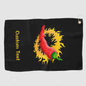 Chili Pepper with Flame Golfhanddoek (Horizontaal)