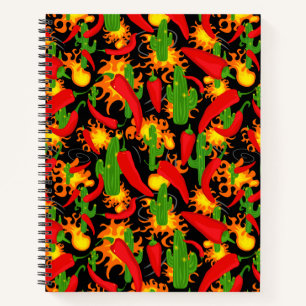Chili Peppers, Cactus en vlammen Graphic Print Notitieboek
