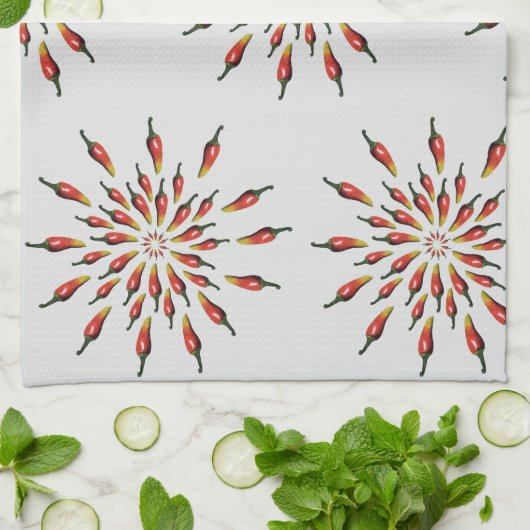 Chili Peppers Mandala Botanical Custom Theedoek (Gevouwen)